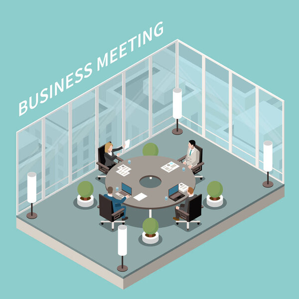 Meeting Room Isometric Composition 