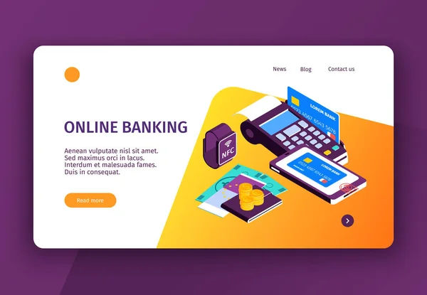 Online Banking Page Ontwerp — Stockvector