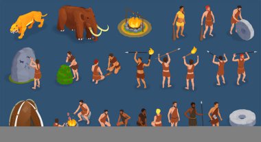 İlkel İnsanlar Isometric Set