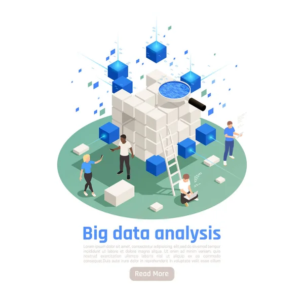 Análisis de Big Data Composición isométrica — Archivo Imágenes Vectoriales