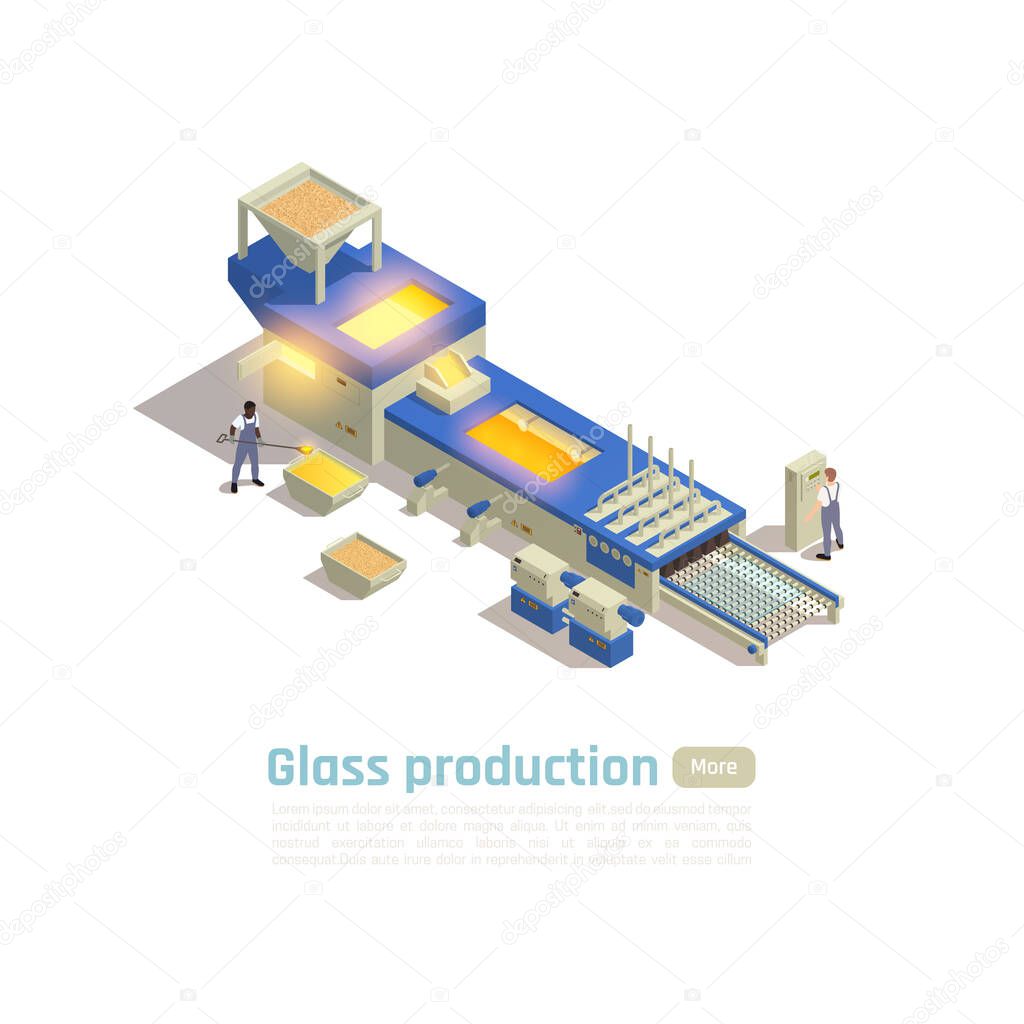 Glass Production Isometric Composition 