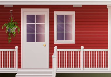 House Facade With Fenced Terrace clipart