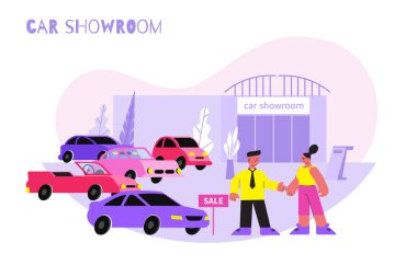Araba Showroom Düz Kompozisyonu