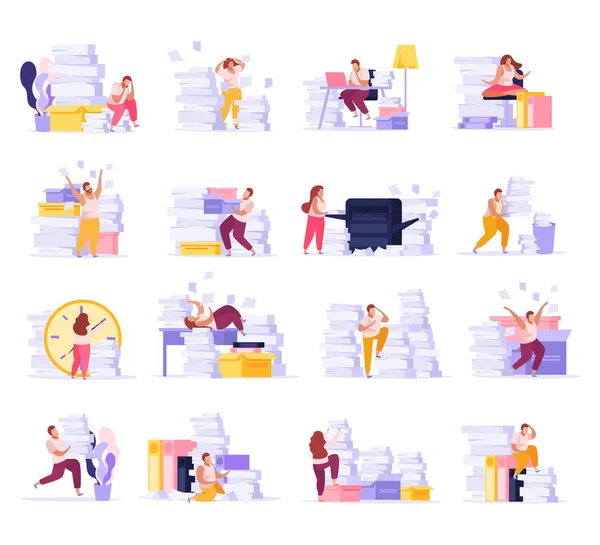 Tired People Set — Stock Vector