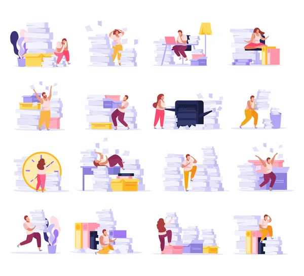 Conjunto de personas cansadas — Vector de stock