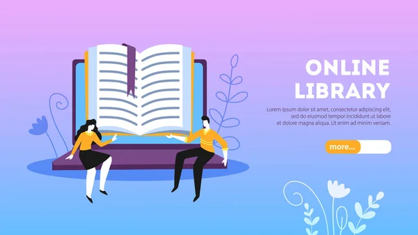 Página de destino de la biblioteca en línea — Vector de stock