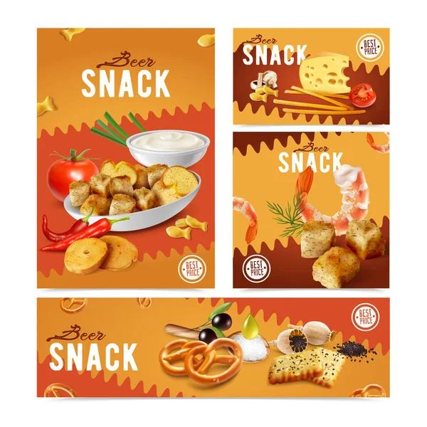 Realistic Snacks Banners Set — Stock Vector