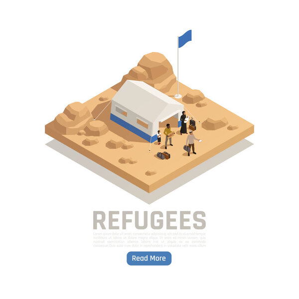Refugees Asylum Isometric Poster
