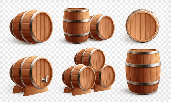 Ξύλινα Barrels διαφανή σετ — Διανυσματικό Αρχείο