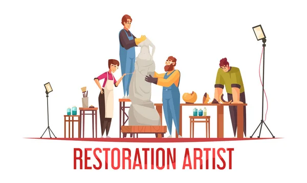 Flat Artist Restorer Konzept — Stockvektor