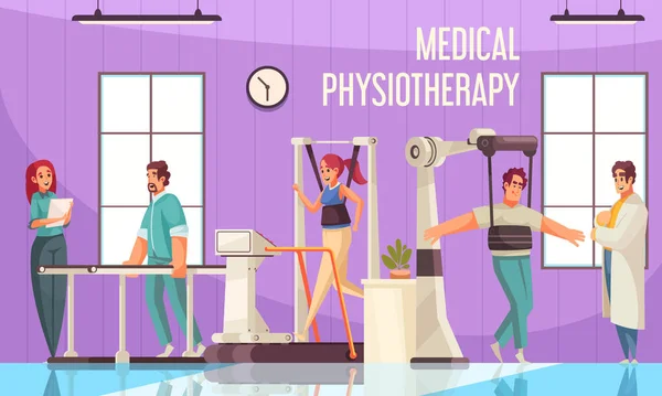 Medical Physiotherapy Gym Composition — Stock Vector