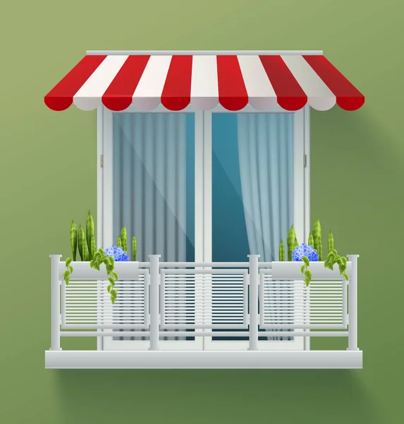 Clôture de balcon arrière-plan réaliste — Image vectorielle
