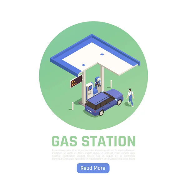 Isometrisk sammansättning av bensinstationer — Stock vektor
