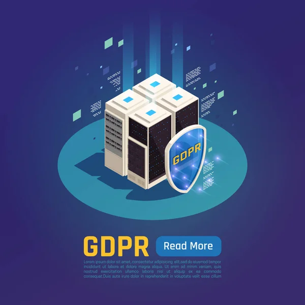 Изометрический фон защиты GDPR — стоковый вектор