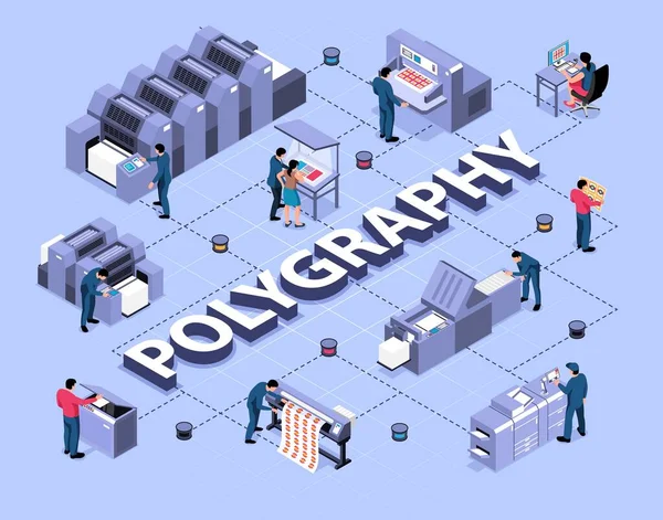 Polygraphie Organigramme isométrique — Image vectorielle