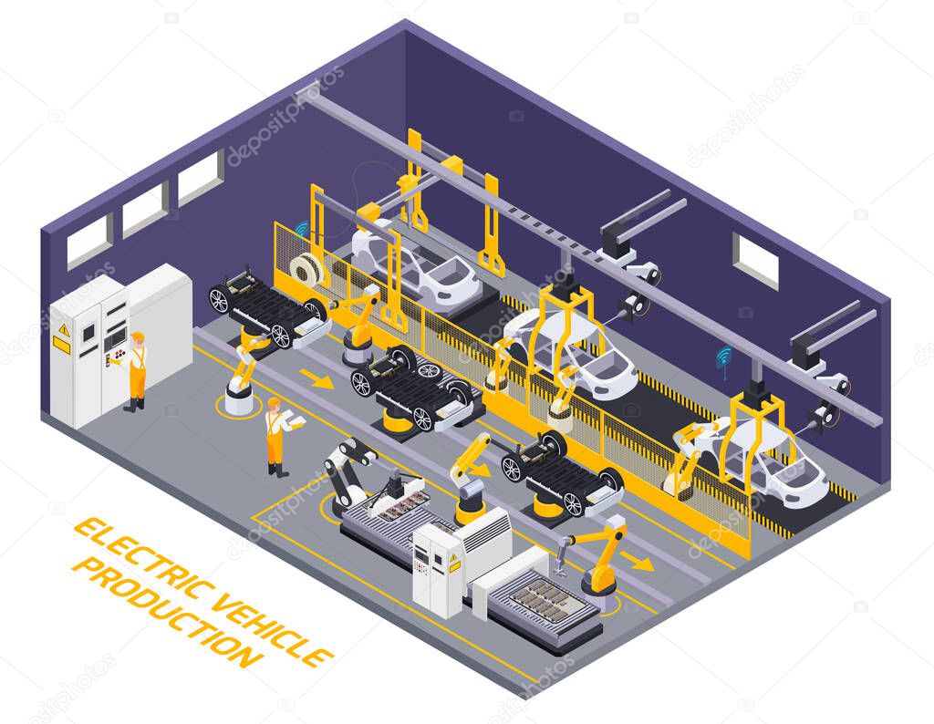 Electric Vehicles Production Isometric