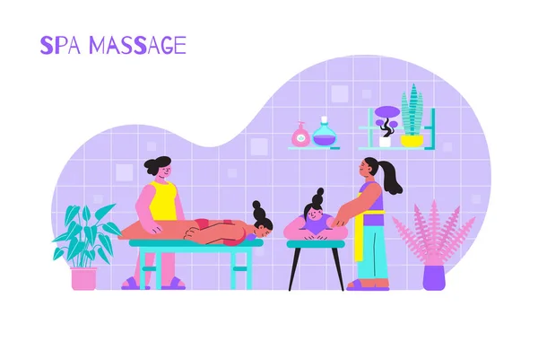 Spa Massage Room Composition — Stock Vector