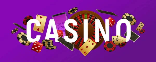Casino Header Realistic Banner — 图库矢量图片