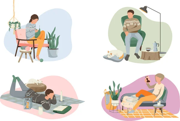 Hygge Lifestyle Composities Set — Stockvector