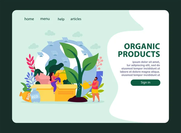Organik Ürünler Web Sitesi Kompozisyonu — Stok Vektör