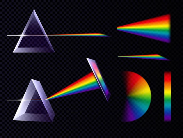 Prisma conjunto de espectro de luz — Vetor de Stock