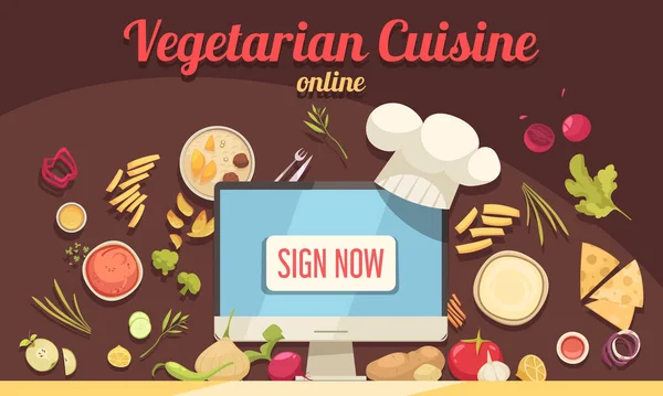 Manifesto di cucina vegana — Vettoriale Stock