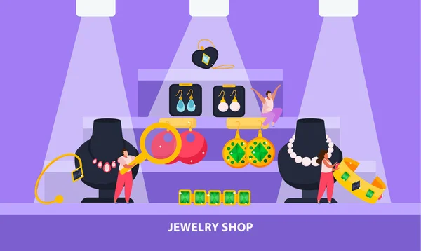 Composição lisa da loja de jóias — Vetor de Stock