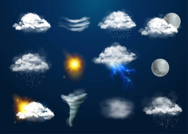 Conjunto meteorológico realista — Archivo Imágenes Vectoriales