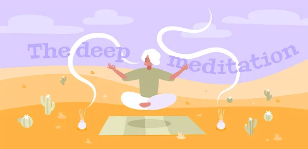 Meditación Banner plano — Archivo Imágenes Vectoriales