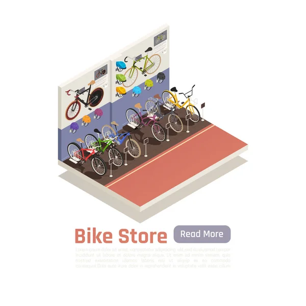 Bike Store Isometric Composition — Stock Vector