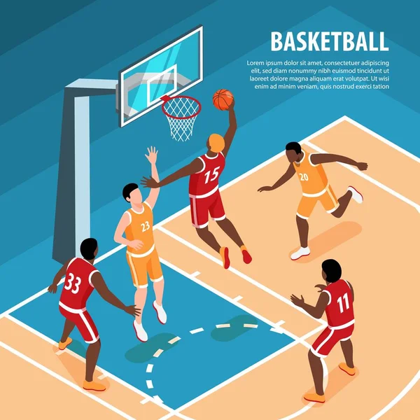 Ilustración isométrica del baloncesto — Vector de stock