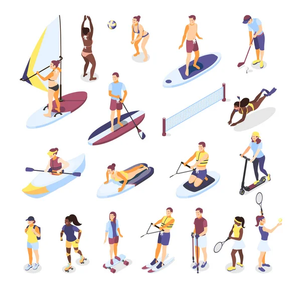 Outdoor Activities Isometric Icons — Stock Vector