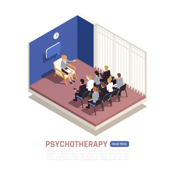 Groep Psychotherapie Isometrisch — Stockvector