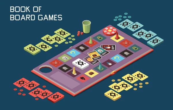 Juegos de mesa Composición del libro — Vector de stock