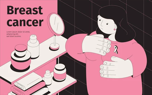 Izometryczne tle raka piersi — Wektor stockowy