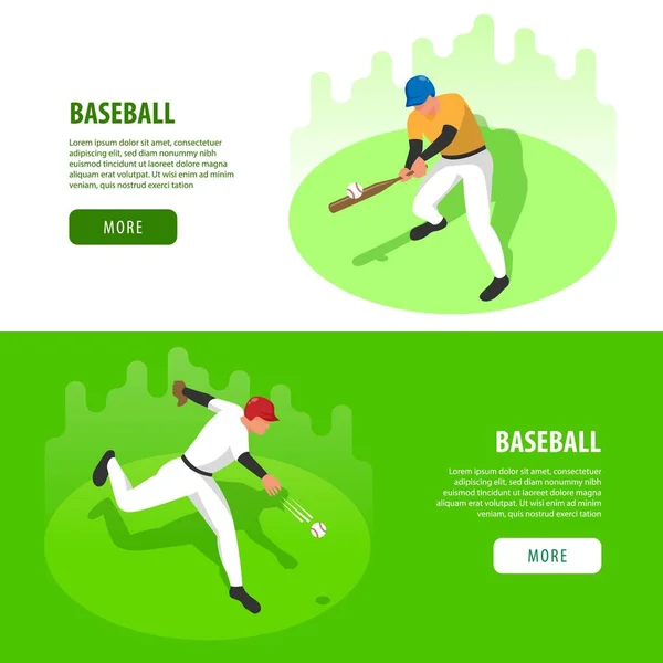 Baseball izometrikus bannerek — Stock Vector