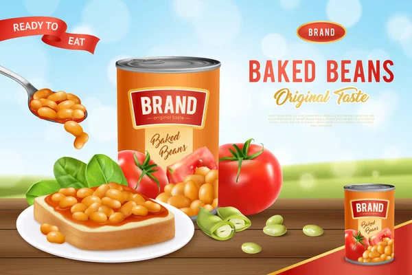 Pečené fazole Reklamní plakát — Stockový vektor