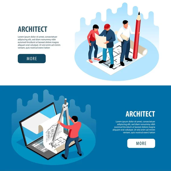 Arquitectos Banners horizontales — Archivo Imágenes Vectoriales