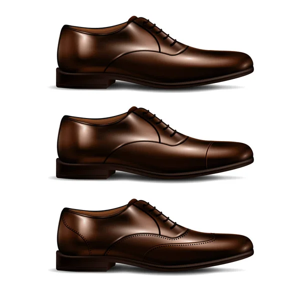 Man Shoes realistyczny zestaw ikon — Wektor stockowy