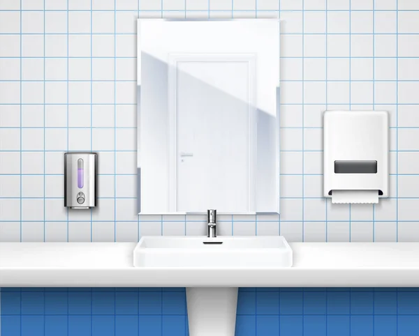 Gekleurde openbare toilet interieur concept — Stockvector