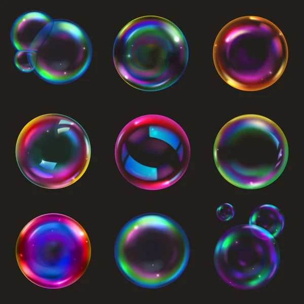 Ensemble de bulles de savon — Image vectorielle