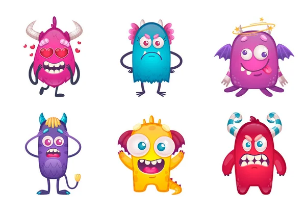 Monsters Emotions Cartoon Collection — Stockový vektor