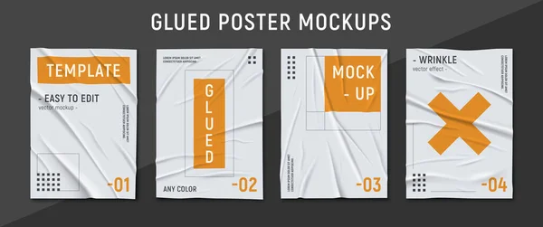 Gelijmd gerimpeld papier Set — Stockvector