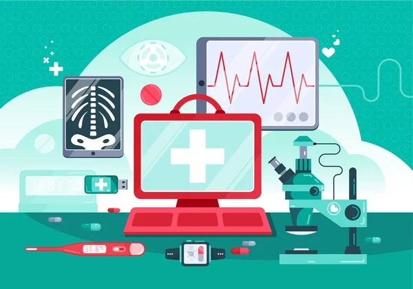 Illustration om digital medicin — Stock vektor