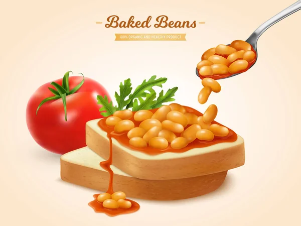 Baked Beans Sandwich — Stock Vector