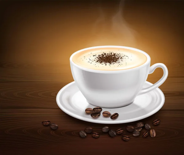 Coffee Cup reális háttér — Stock Vector