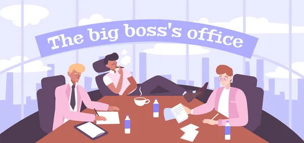 Big Boss Büro flachen Hintergrund — Stockvektor