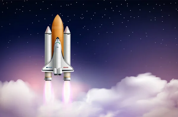Rocket Launch Realistische Samenstelling — Stockvector