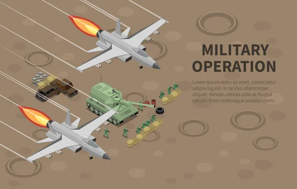 Military Operation Isometric Composition — Stock Vector