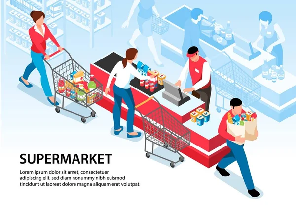 Супермаркет Горизонтальна ілюстрація — стоковий вектор